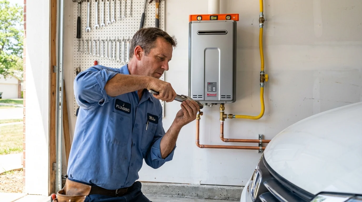 Tankless water heater installation by a Johns Plumbing LLC plumber in Girard